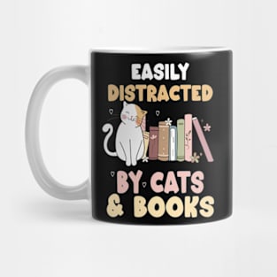 easily distracted by cats and books Mug